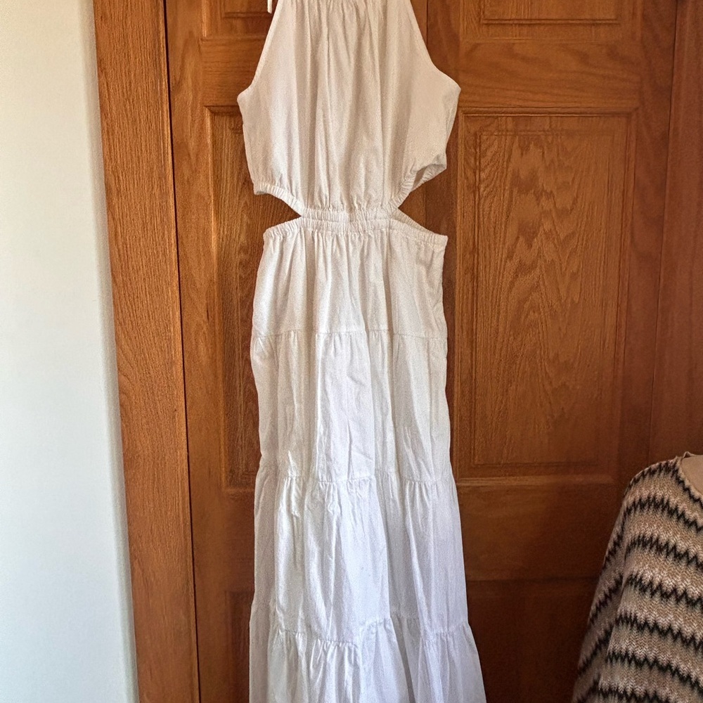 J. Crew White Strappy & Cut out Peekaboo Detail Maxi Dress!
